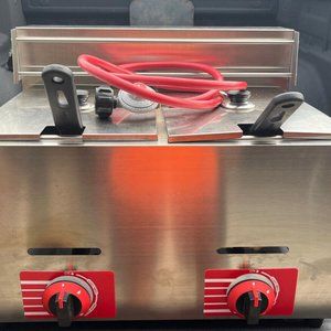 Commercial Countertop Gas Fryer Deep Fryer Liquefied Gas 2 Basket Stainless 12L